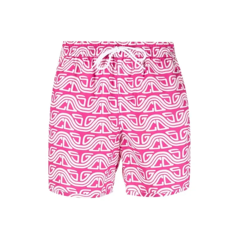 GCDS Waved Logo Drawstring Swim Shorts-0