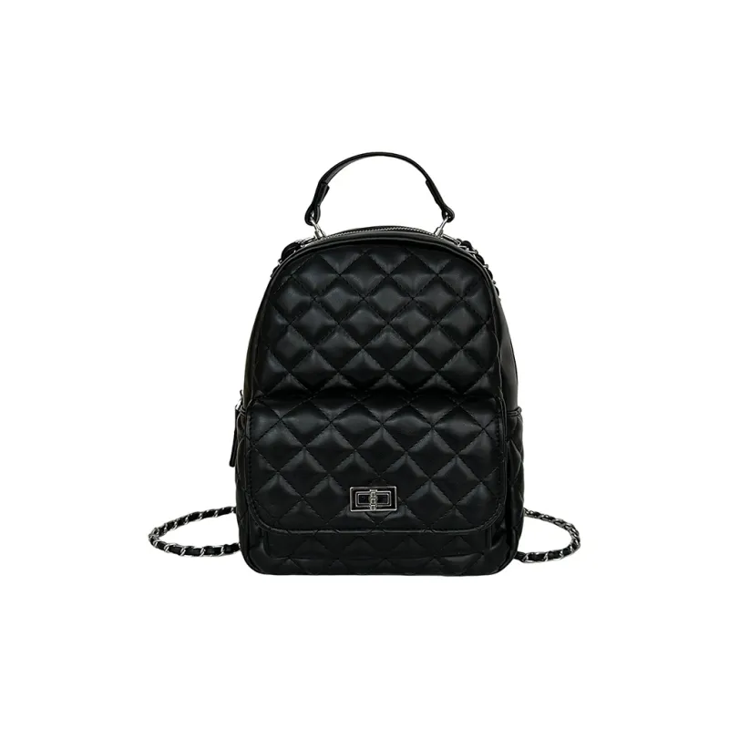 Single Warehouse PU Backpack Women's Ecru/Pink/Silver/Black/Red-55