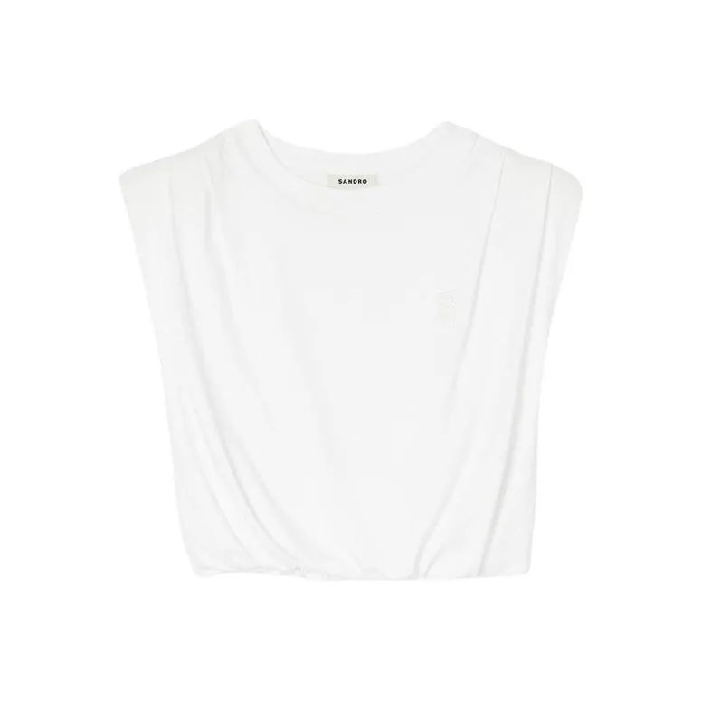Sandro Logo-embroidered Jersey Crop Top-0
