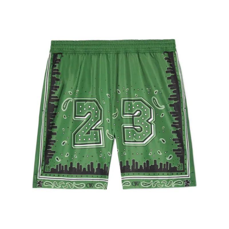 OFF WHITE Bandana Printed Straight Hem Swim Shorts-0
