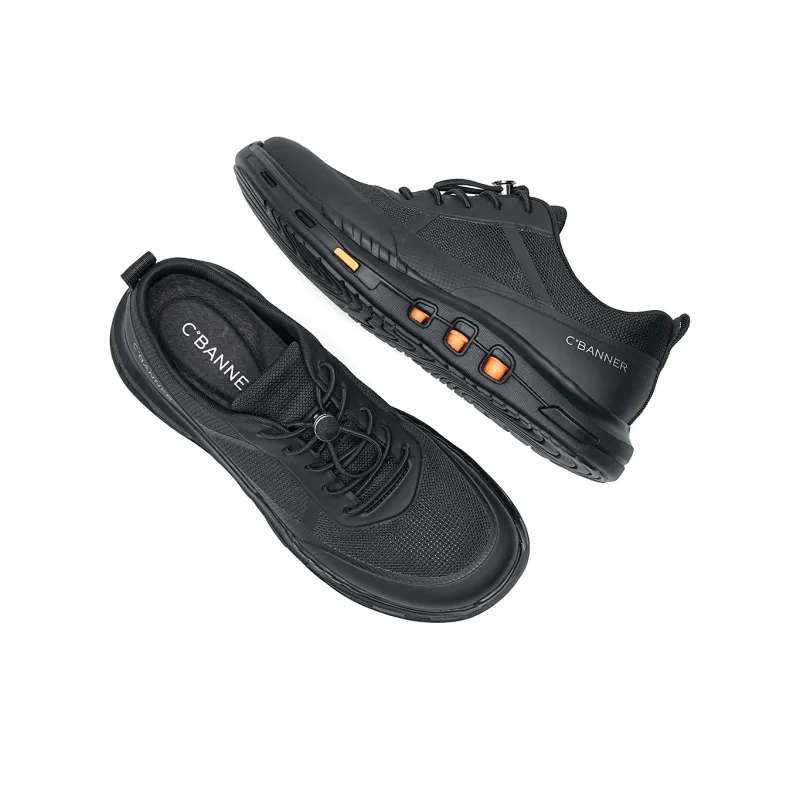 C°BANNER Breathable, Height Enhancing, Lightweight Low Top Casual Shoes Men's Black-3