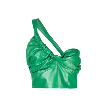 MANOKHI One-shoulder Leather Cropped Top