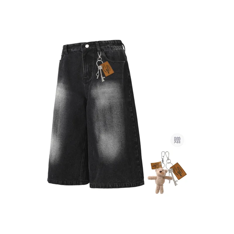 HOKLV Denim Shorts Unisex Vintage Blue-6