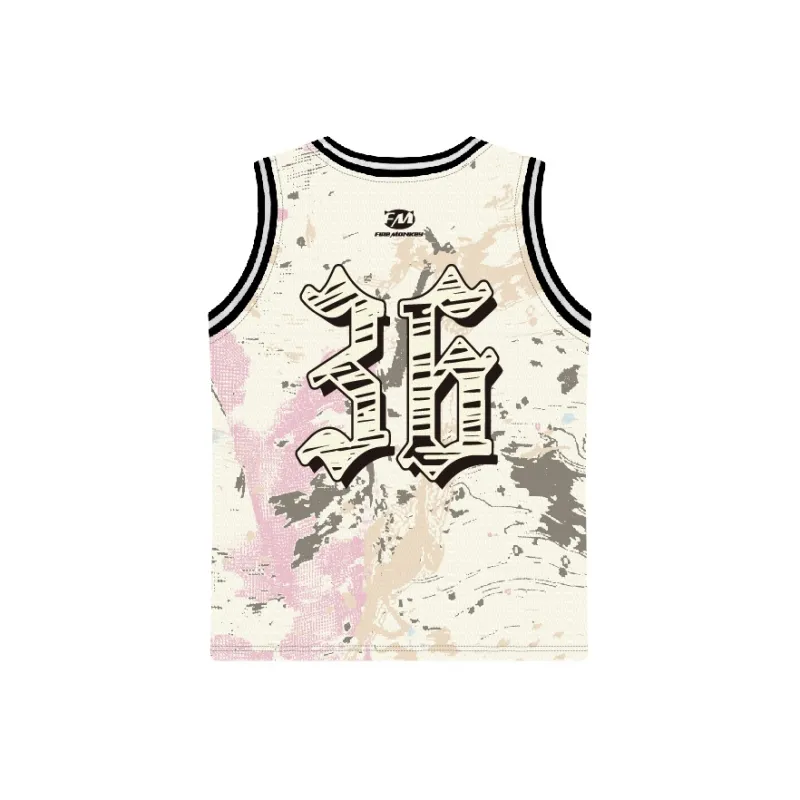 FireMonkey Basketball Jersey Unisex Beige Pink-1
