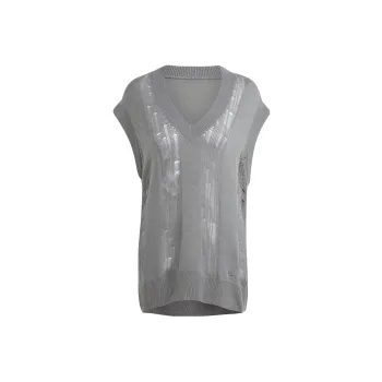 Adidas Originals DISTRESSED KNIT VEST Tank Tops Women's Gray