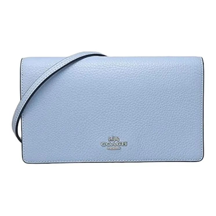 COACH Anna Litchi Grain Leather Small Square Bag Clutch Crossbody Bag Shoulder Bag Women's Light Blue-1