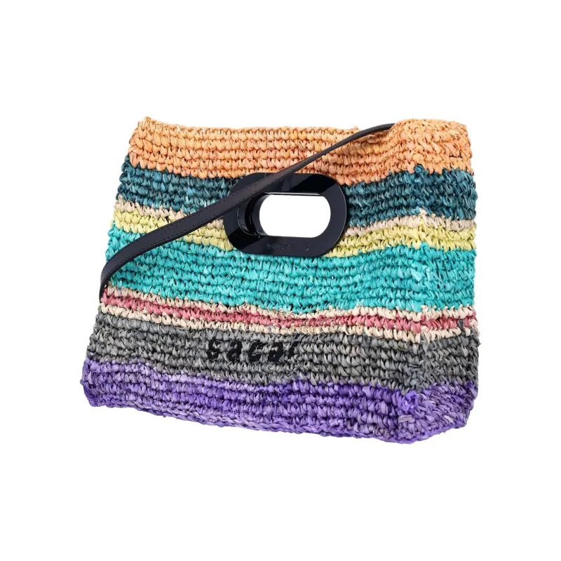 Sacai Logo Detailed Striped Mini Tote Bag-4