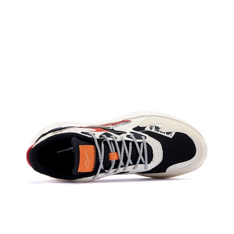 Erke Cushioning, Breathable, Lightweight Low Top Chunky Sneakers Men's Beige Black-2