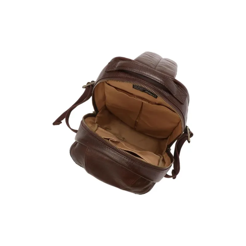AVIREX Cow Leather One Shoulder Crossbody Bag, Sling Bag Regular Men's Dark Brown-4