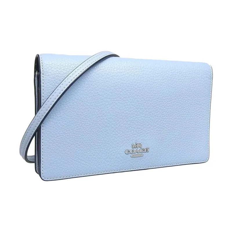 COACH Anna Litchi Grain Leather Small Square Bag Clutch Crossbody Bag Shoulder Bag Women's Light Blue-2