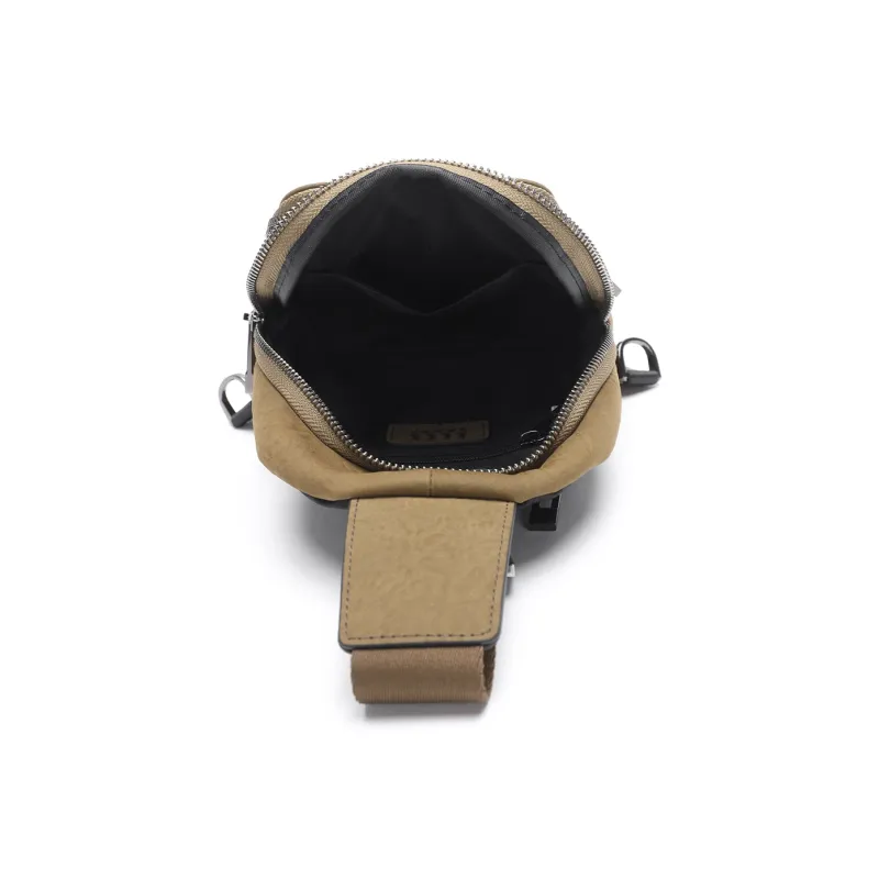 ELLE HOMME Cow Head Split Leather Sling Bag Regular Men's Khaki-6