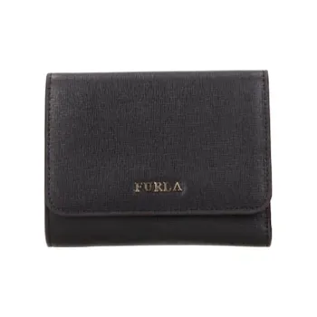 Furla Babylon Leather Card Holder Wallet Women's Black