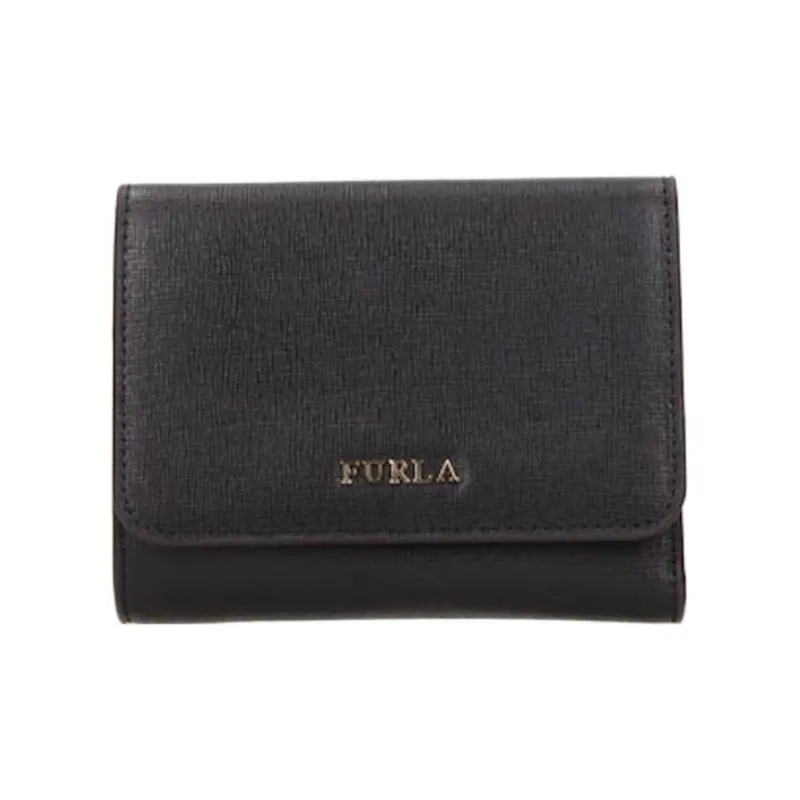 Furla Babylon Leather Card Holder Wallet Women's Black-0