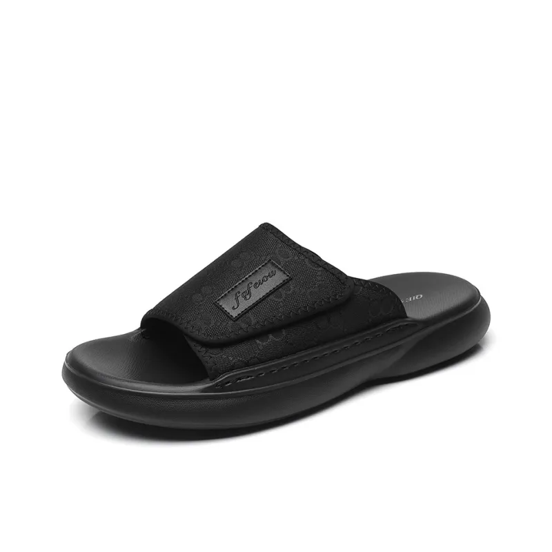 QIE Rubber Foam Outsole Slide Slippers Men's Black-1