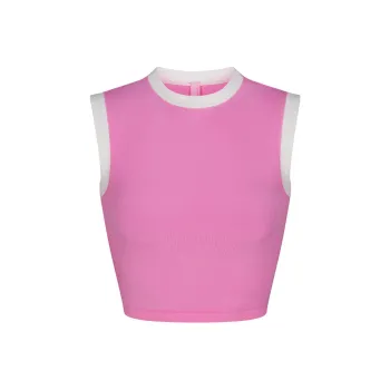 SKIMS SOFT LOUNGE RINGER CROPPED TANK Tank Tops Women's Blush/Cheek Color