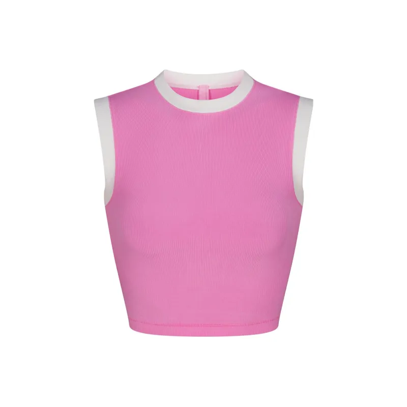 SKIMS SOFT LOUNGE RINGER CROPPED TANK Tank Tops Women's Blush/Cheek Color-0