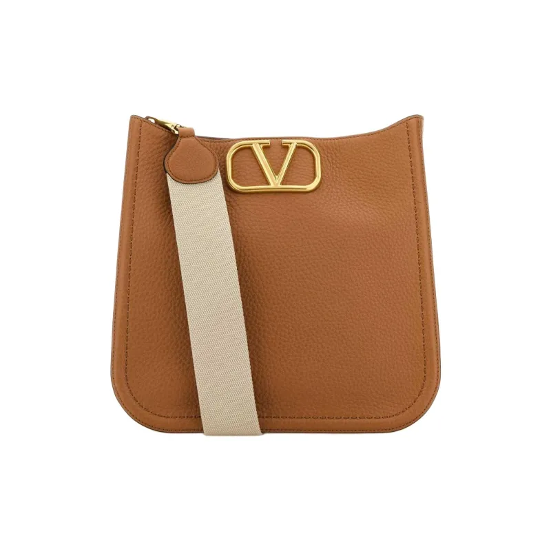 Valentino ALLTIME Calfskin Shoulder Bag Women's Almond Beige Brown-0