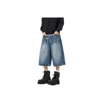RICE NINE TEN Denim Shorts Unisex Blue
