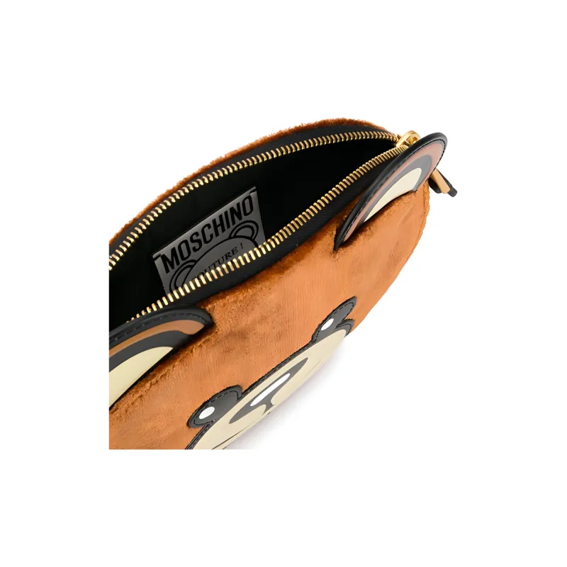 MOSCHINO PU Polyurethane Clutch Coin Purse Medium Size Women's Brown-3