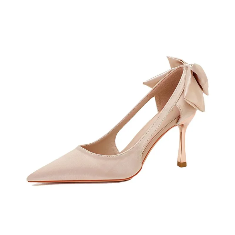 Lan Miao Slim Heel High Heels Women's Champagne-0