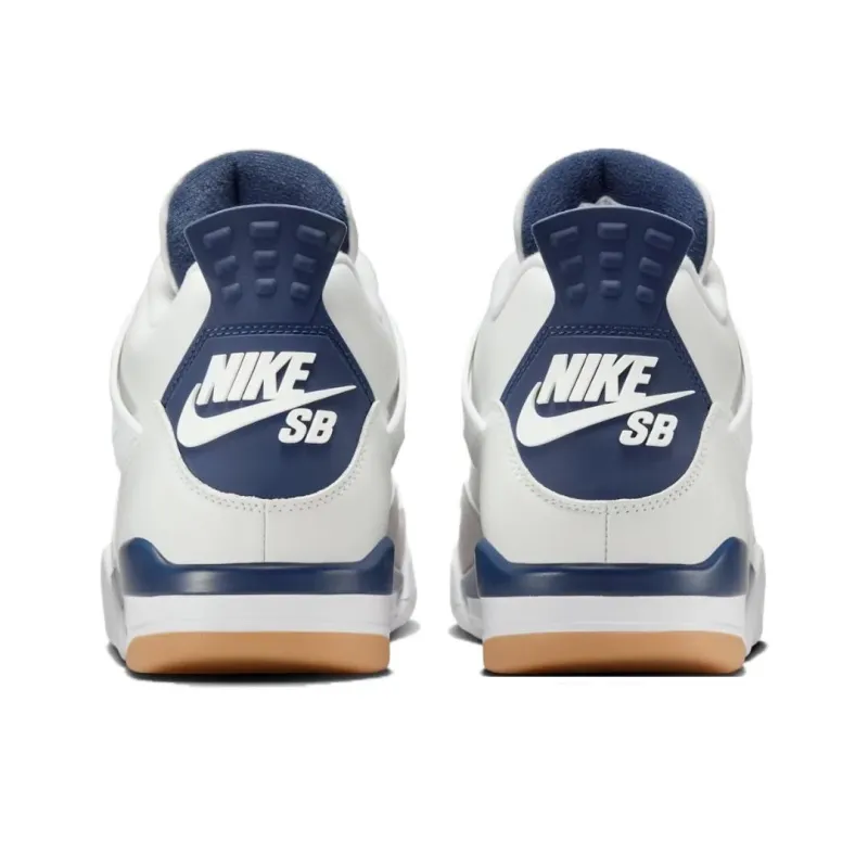 Nike SB x Jordan Air Jordan 4 'Navy' Abrasion Resistant High Top Vintage Basketball Shoes Unisex White Blue-4