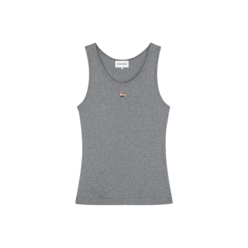 Maison Kitsune Fox Motif Sleeveless Ribbed Tank Top-0