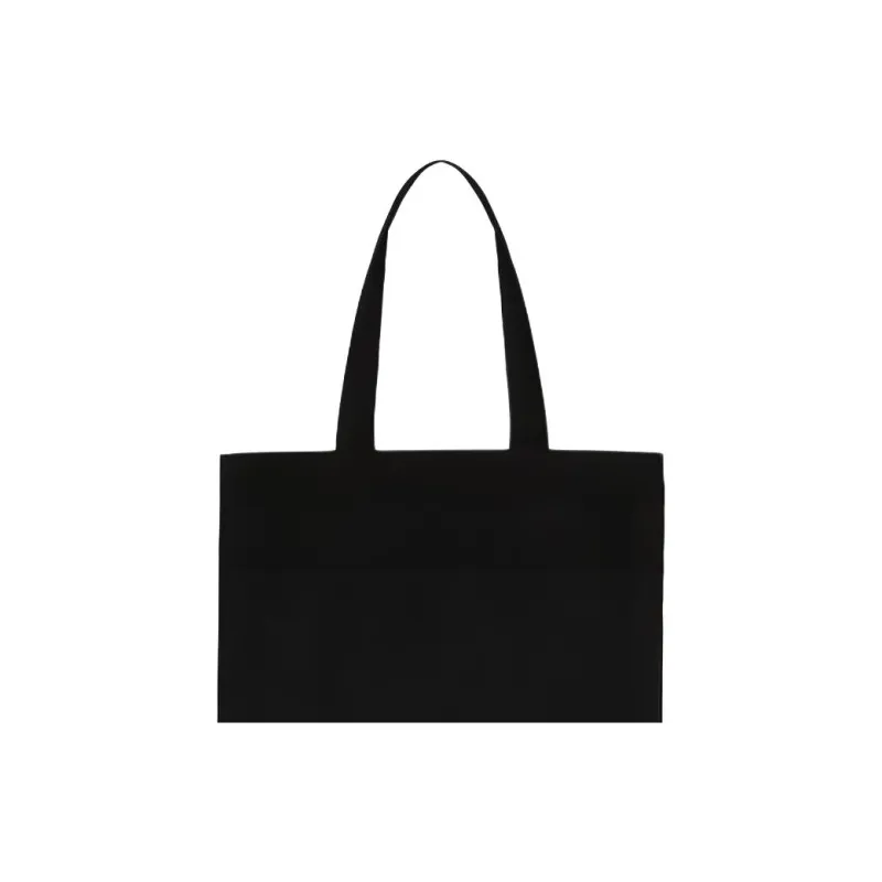 SAINT LAURENT 100% Cotton Tote Bag Shoulder Bag Unisex Matte Black-3