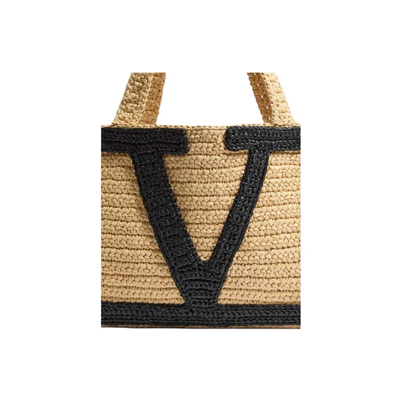 Valentino Raffia Tote Bag, Shopping Bag, Handbag, Shoulder Bag Medium Size Women's Natural-5