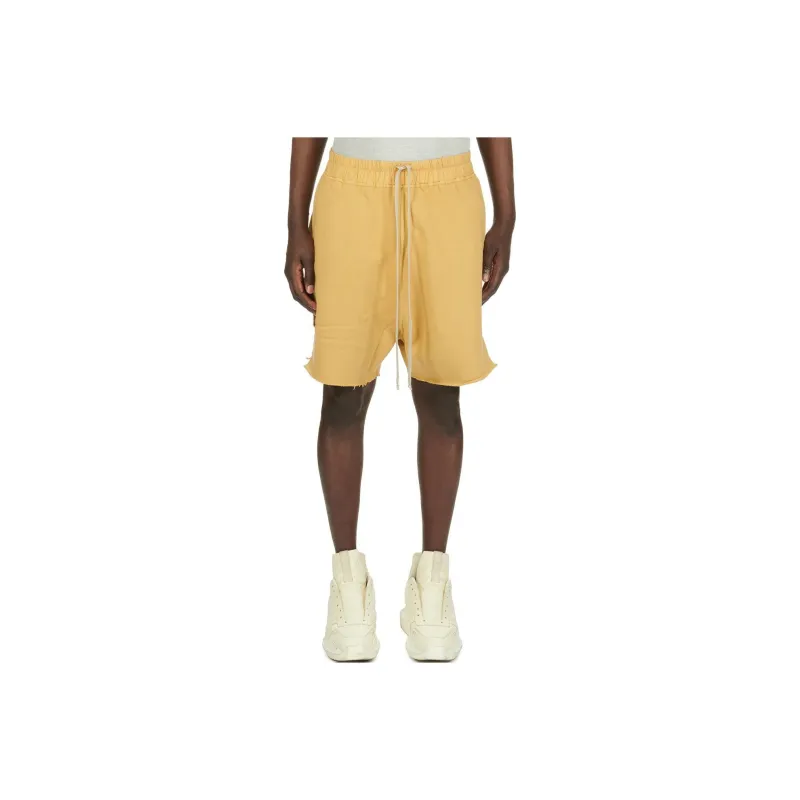 RICK OWENS/RO Lido Jersey Trucker Cut Offs Heavy Sweatshirt Casual Shorts Men's Mustard Yellow-0
