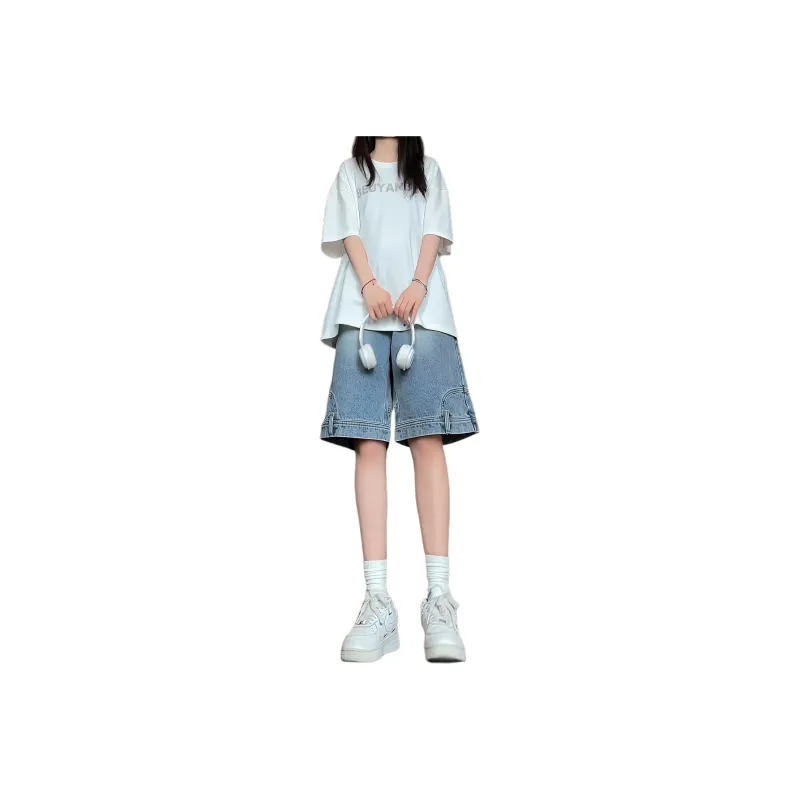 Evil Lions Denim Shorts Unisex Blue-0