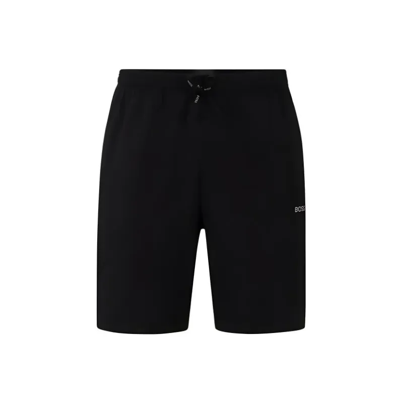 HUGO BOSS Stretch Cotton Regular Fit Shorts With Logo Detail Casual Shorts Men's Black-0