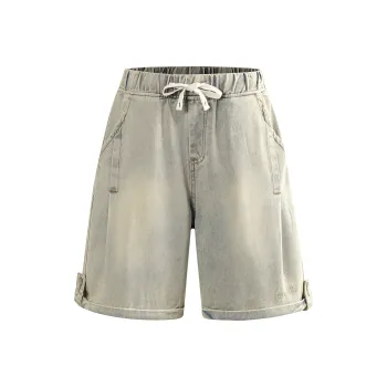 Ghost Mask Denim Shorts Unisex Yellow Mud