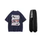 Clothing Set (Navy Blue Top+Black Cuffed Pants)