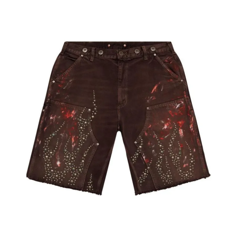 Hellstar Studded Denim Shorts-0