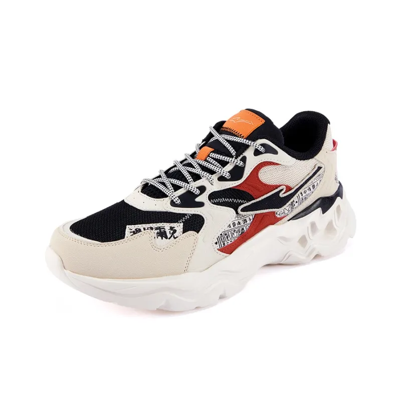 Erke Cushioning, Breathable, Lightweight Low Top Chunky Sneakers Men's Beige Black-1
