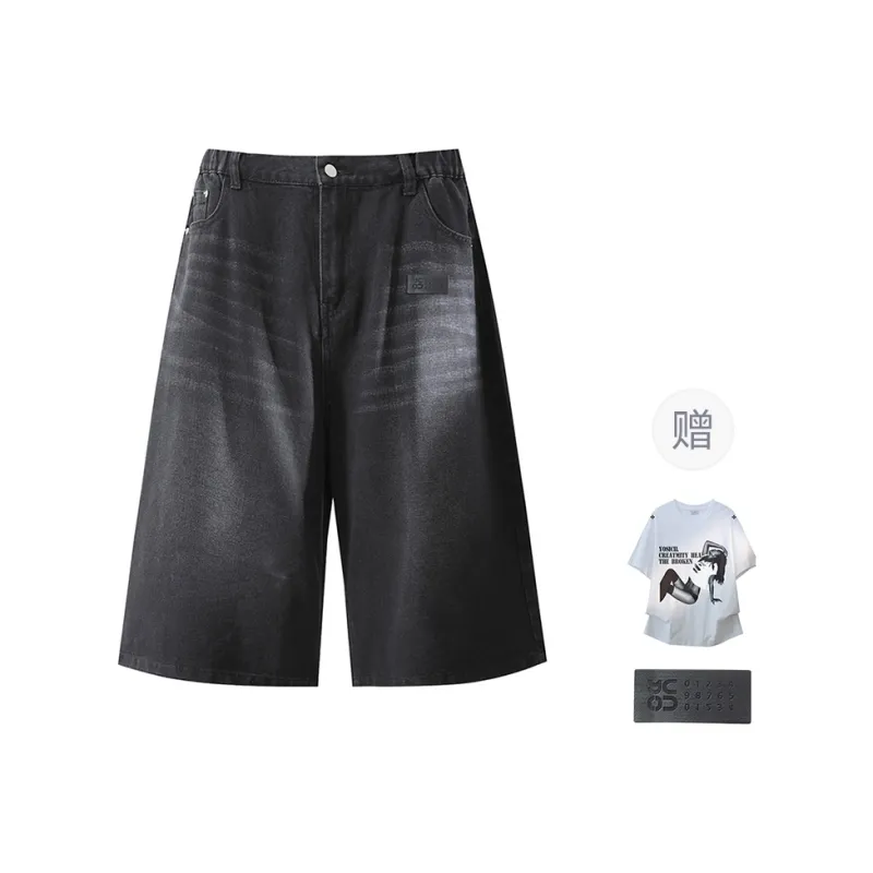YOSICIL Denim Shorts Unisex Black-4