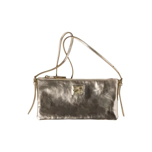 MIU MIU Lambskin Clutch Shoulder Bag Mini Women's Hematite Yellow