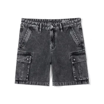 SIMWOOD Denim Shorts Men's Washable Snowflake Black