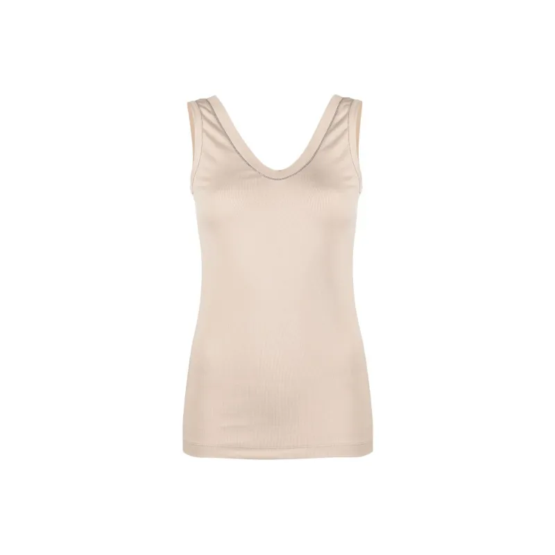 Brunello Cucinelli Monili Bead embellished Ribbed knit Tank Top-0