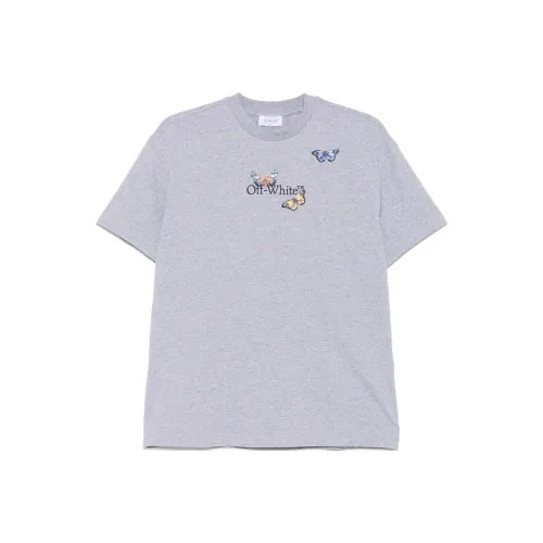 OFF WHITE Bookish Butterfly Straight Hem Crewneck T Shirt