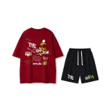 2 Pack[Gucci Red Short-Sleeved Shirt+Black Shorts]