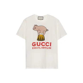 GUCCI Drop Shoulder Sleeve T Shirt Women's Ecru