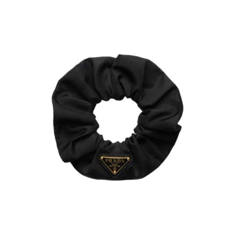 PRADA Enamel, Metal, Recycled Nylon, Recycled Polyamide Hair Tie Unisex Black-0