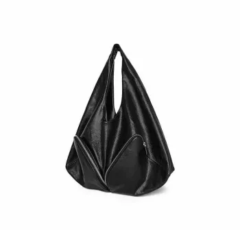 SUREN Cow Leather Locomotive Package Shoulder Bag Large Size Women's Black/Umber