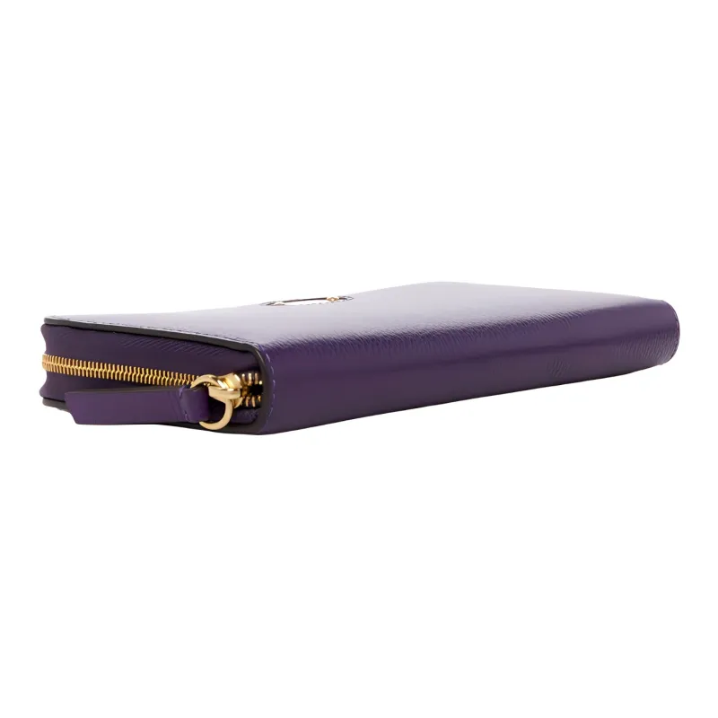 Mulberry Grained Cow Leather Wallet Women's Purple-3
