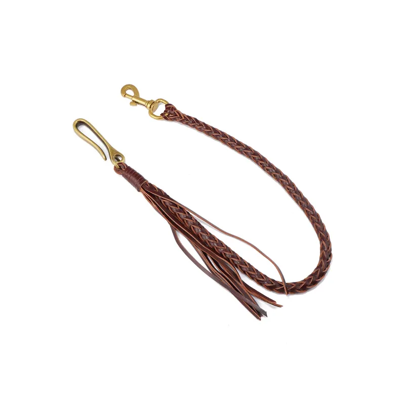 CENTURY&KINDLE Cow Leather Pants Chains Unisex-3