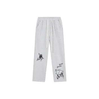 GXXX Straight Fit Knitted Fabric Casual Pants Unisex