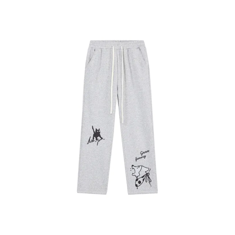 GXXX Straight Fit Knitted Fabric Casual Pants Unisex-0