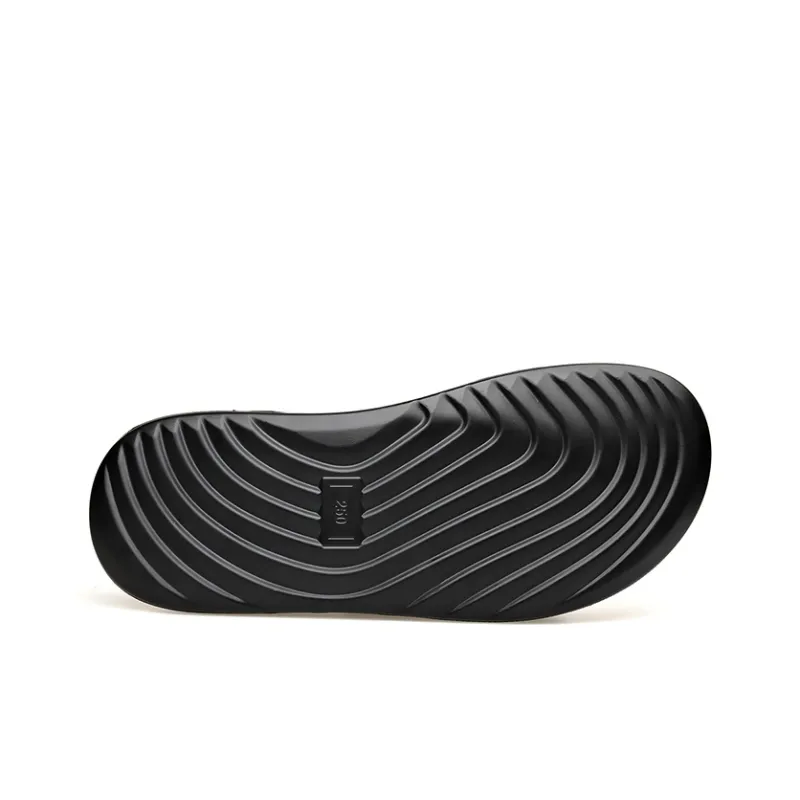 PT'SON Rubber Sole Cut Out Slip Resistant Abrasion Resistant Slide Slippers Men's Black-4