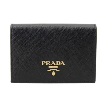 PRADA Leather Card Holder Card Holder Regular Men's Black